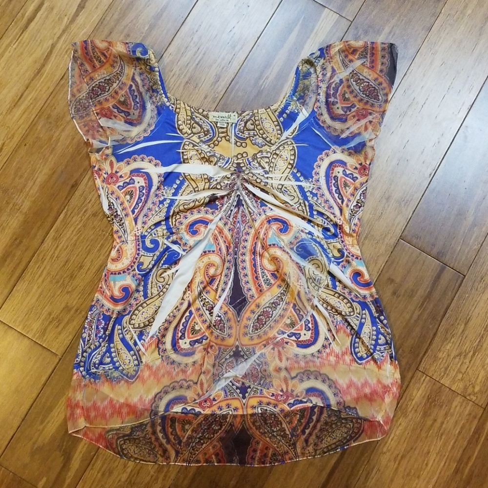 One World Southwestern Floral Top